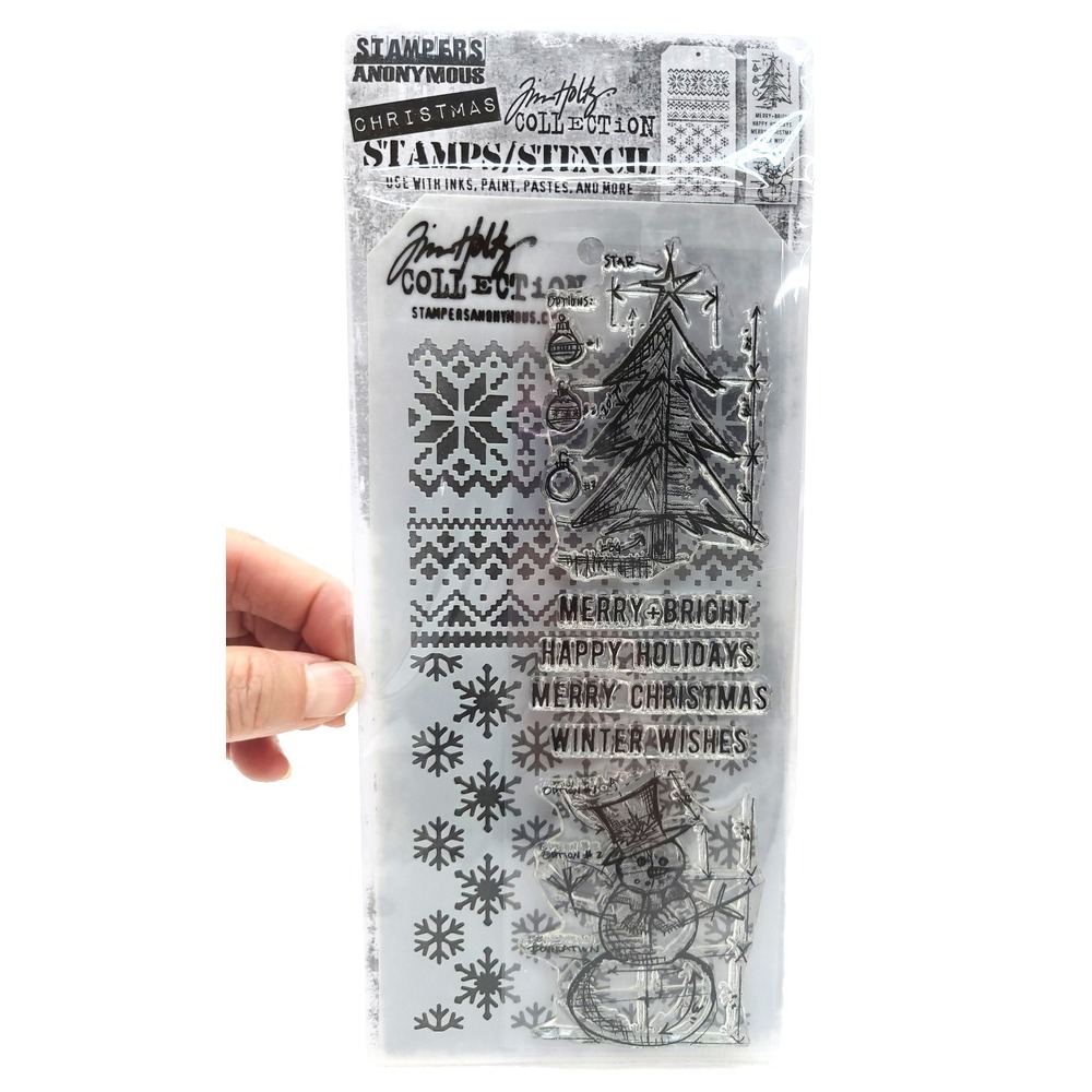 Stampers Anonymous Tom Holtz Christmas Collection Stamps Stencil Combo